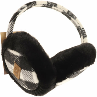 CC Beanie Ready to Ship Buffalo Plaid Earmuffs - Black/White