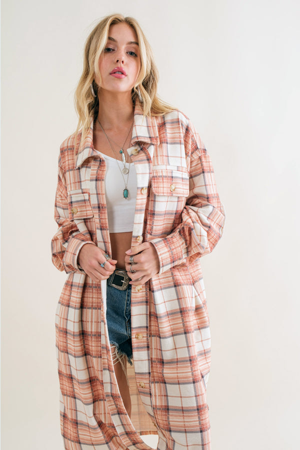 Ready to Ship Long Flannel Jacket