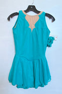 Solitaire Ready to Ship Fancy Cutwork Unbeaded Skating Dress - Teal