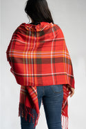 Saachi Ready to Ship Plaid Poncho - Red