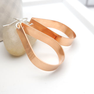 Ready to Ship Copper Teardrop Hoop Earrings