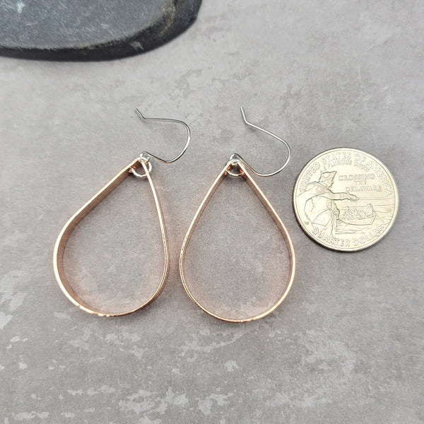 Ready to Ship Copper Teardrop Hoop Earrings