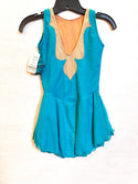 Solitaire Ready to Ship Fancy Cutwork Unbeaded Skating Dress - Teal