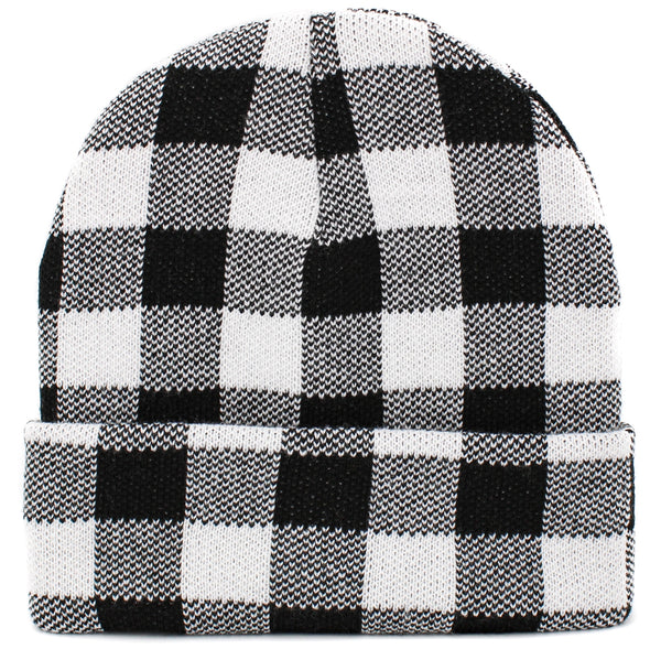 Ready to Ship White Buffalo Plaid Beanie