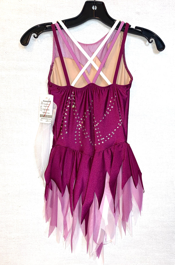 Solitaire Ready to Ship Petal Beaded Skating Dress - Rose Wine