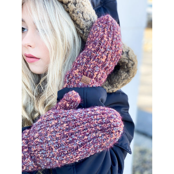 CC Beanie Ready to Ship Boucle Cuff Mittens - Soft Peach