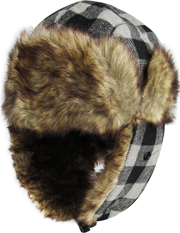 Ready to Ship White Buffalo Plaid Trapper Hat