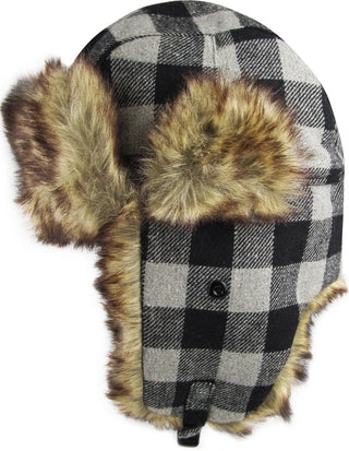 Ready to Ship White Buffalo Plaid Trapper Hat