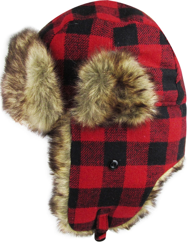 Ready to Ship Red Buffalo Plaid Trapper Hat