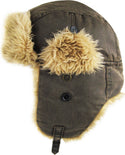 Ready to Ship Dark Brown Canvas Trapper Hat