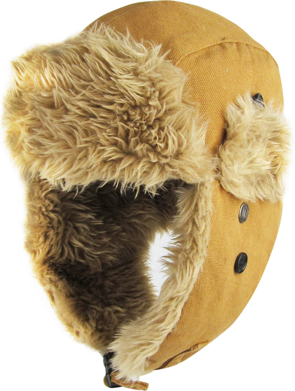 Ready to Ship Tan Canvas Trapper Hat