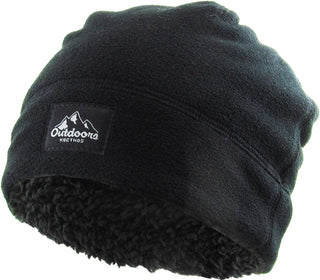 Ready to Ship Fleece & Sherpa Beanie - Black