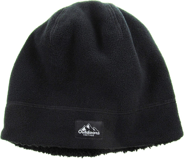 Ready to Ship Fleece & Sherpa Beanie - Black