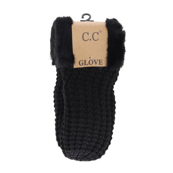 CC Beanie Ready to Ship Waffle Knit Mittens - Black