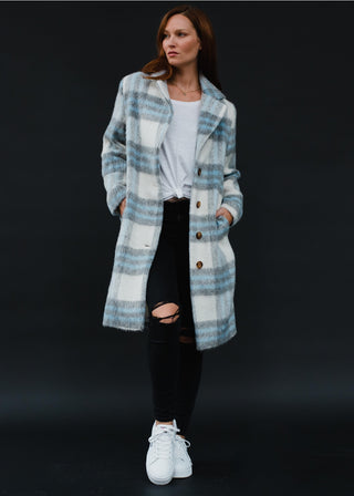 Ready to Ship Plaid Wool Blend Button Coat