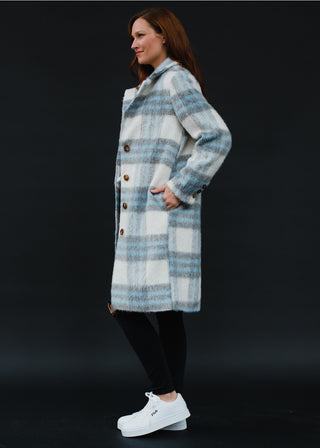 Ready to Ship Plaid Wool Blend Button Coat