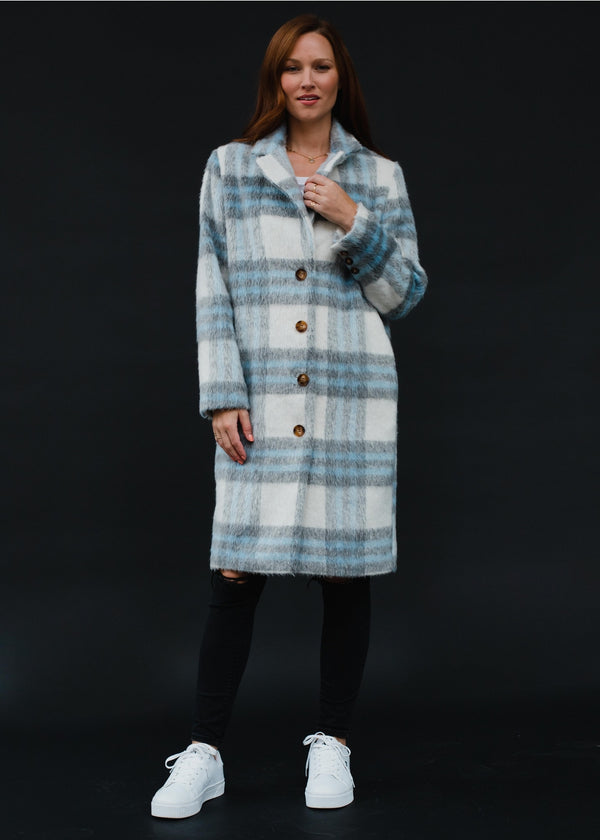 Ready to Ship Plaid Wool Blend Button Coat