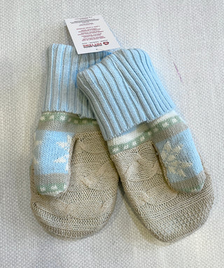 Made Again Upcycled Sweater Mittens - Light Blue