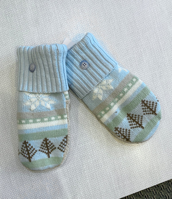 Made Again Upcycled Sweater Mittens - Light Blue