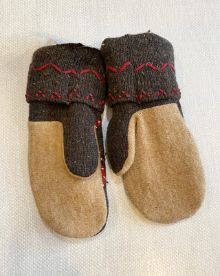 Made Again Upcycled Sweater Mittens - Leaves