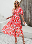 Read to Ship Red Floral Midi Dress