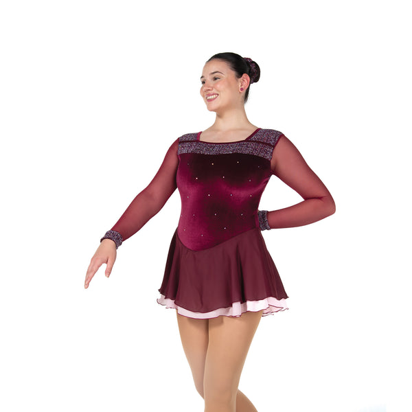 Jerry's Ready to Ship Quadrangle #43 Beaded Skating Dress - Bordeaux