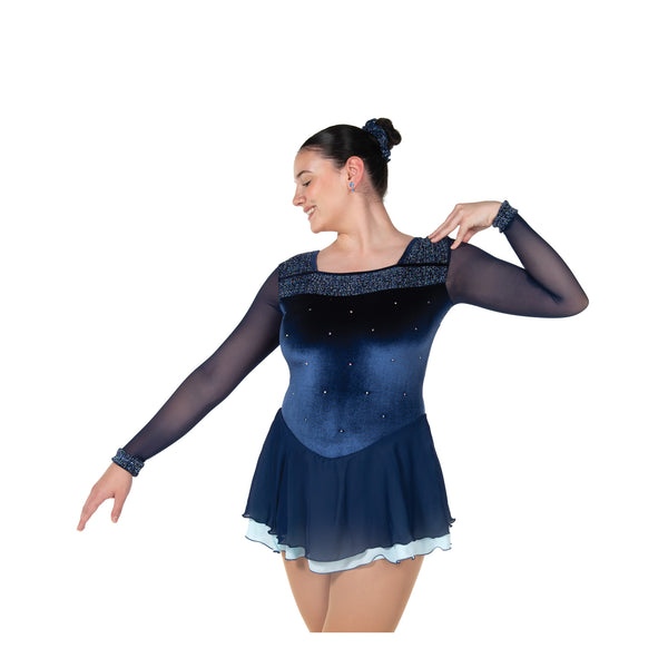 Jerry's Ready to Ship Quadrangle #43 Beaded Skating Dress - Indigo Blue