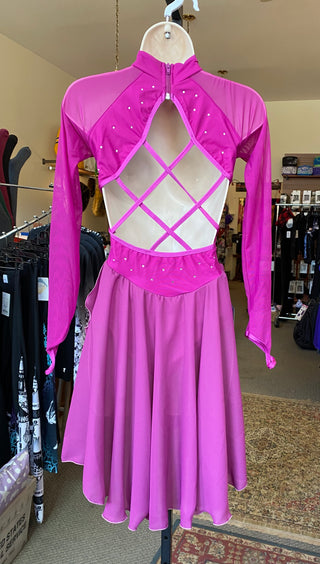 Solitaire Ready to Ship Magenta Beaded Skating Dress