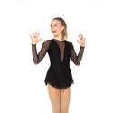 Solitaire Deep V Unbeaded Skating Dress - Black