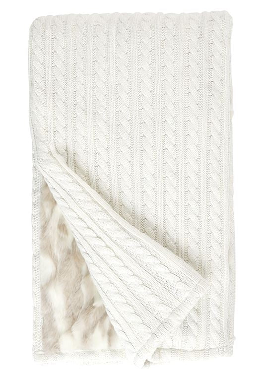 Faux Fur Cable Knit Throw