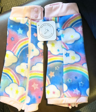 The Gray Skater Full Zip Legwarmers - Rainbow Fleece